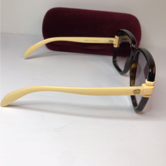 New Authentic GUCCI GG1066S 004 SQUARE SUNGLASSES IN TORTOISE IVORY - Picture 16 of 16